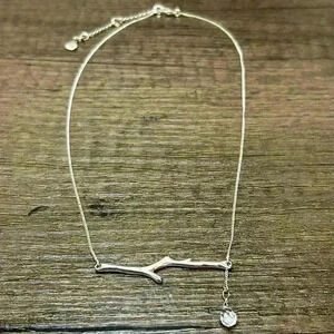Chloe and Isabel Silver Tone Tree Branch and Crystal Drop Necklace